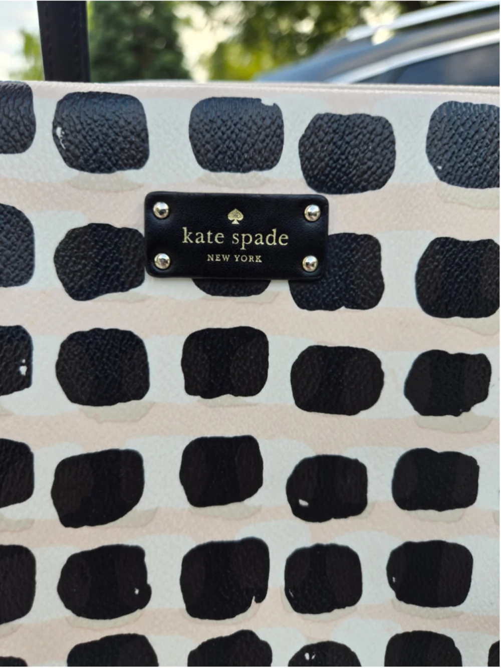 Women's Kate Spade Large Tote Bag One Size Black Pink Polka Dot